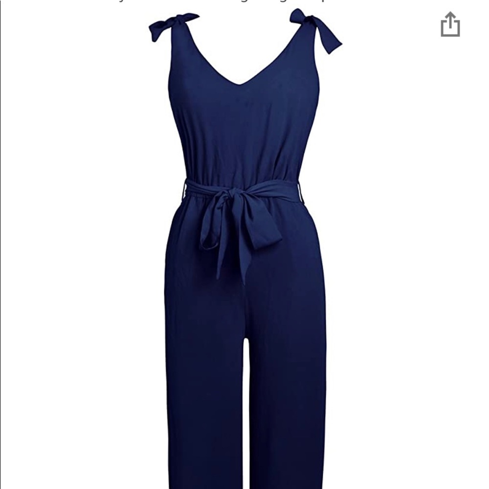 Belongsci v-neck wide leg jumpsuit with belt.